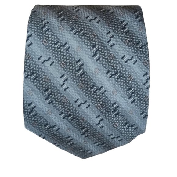 Corneliani Other - CORNELIANI Gray Striped Geometric Silk Tie ITALY 57"/ 3.7" EC